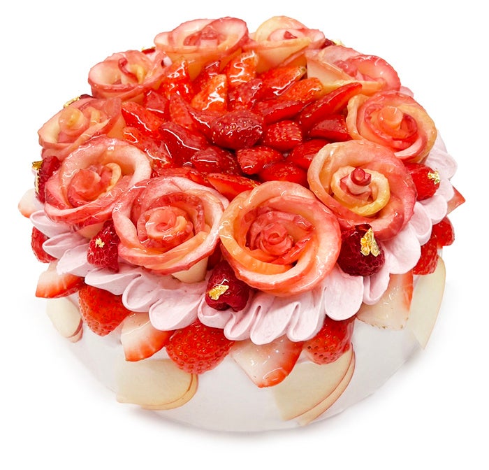 アップルローズといちごのショートケーキ