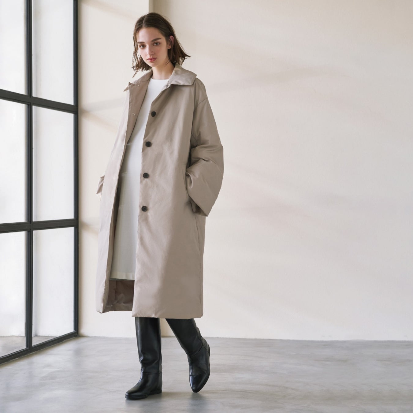 ダウンコート 68,200円(税込) カラー:ベージュ、ブラウン、ネイビー