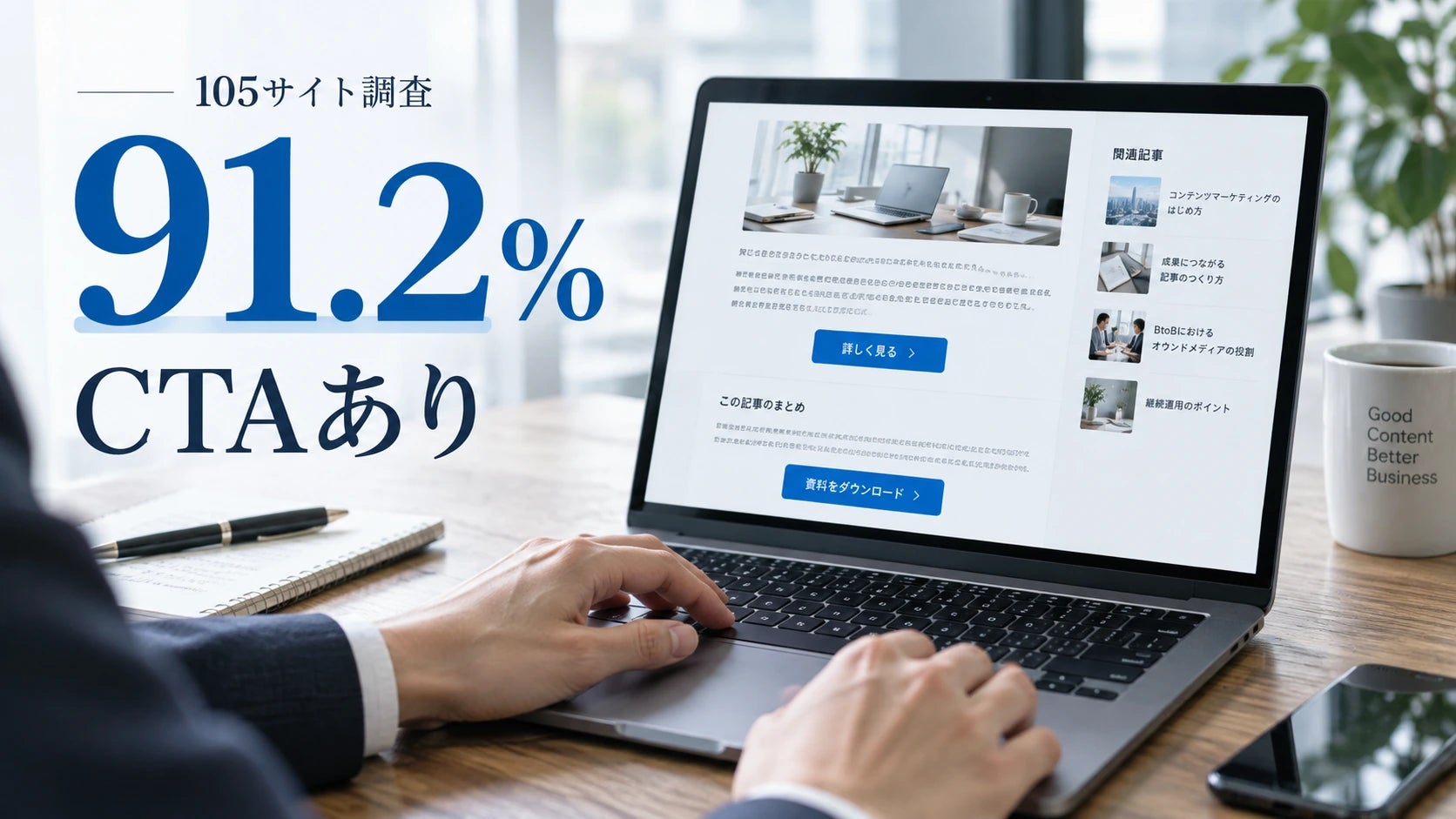 オウンドメディア記事内CTAの配置調査:9割が設置、3個以上が主流