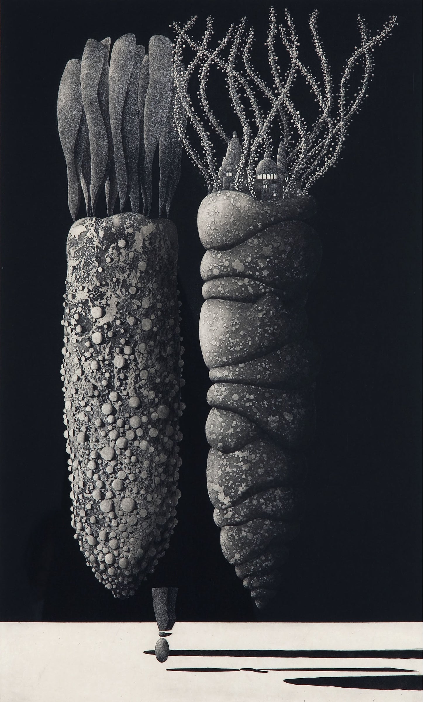 利渉重雄《道標》1989年 エッチング、アクアチント 62.8×38.5cm