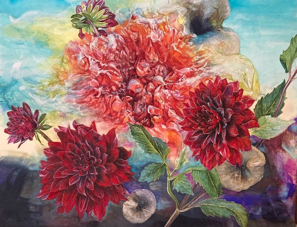 『天竺牡丹』51.5×67cm 2021年