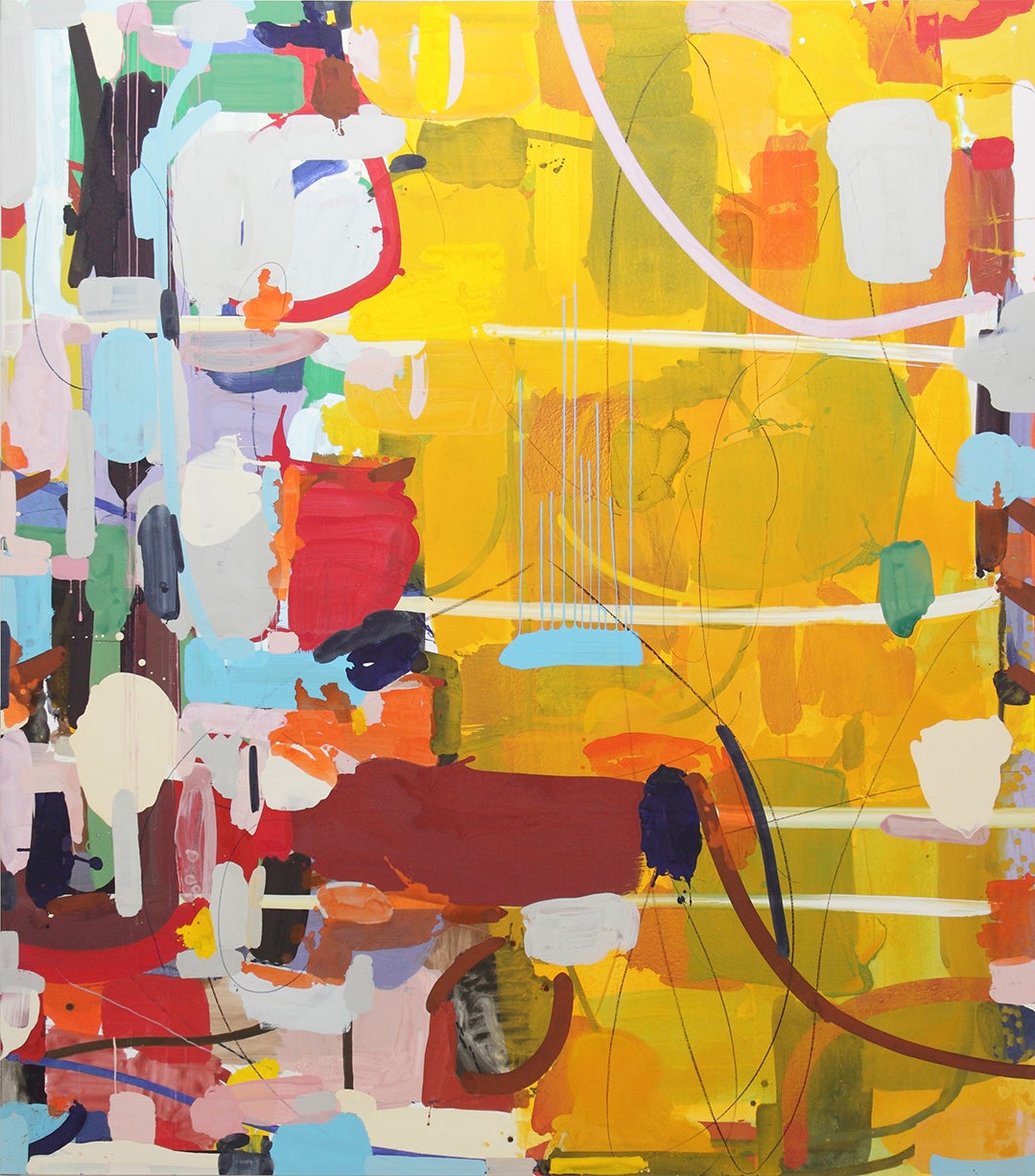 小林達也《大きな線 もしくは星》2021年/パネルに寒冷紗、建材パテ、カゼインテンペラ、アクリル、鉛筆、色鉛筆、マジック、クレヨン/272.0×240.0㎝