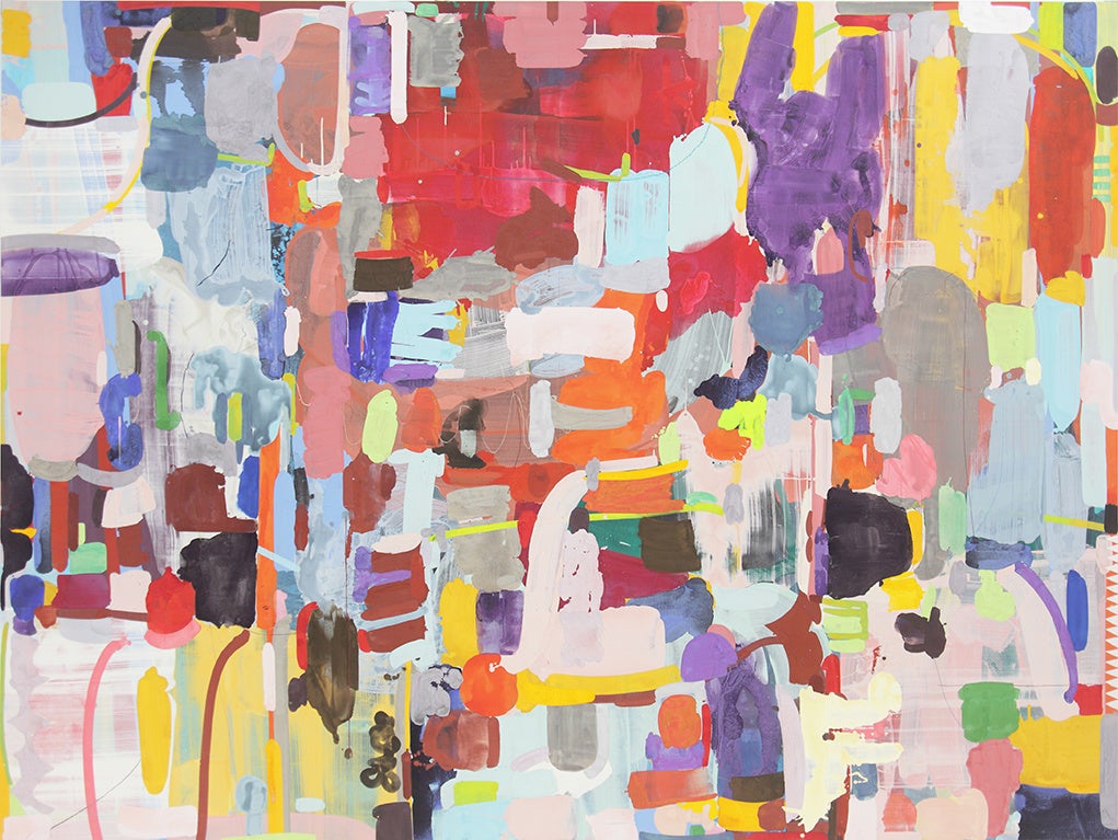 小林達也《星がある》2021年／パネルに寒冷紗、建材パテ、カゼインテンペラ、アクリル、クレヨン、色鉛筆／272.0×362.0㎝