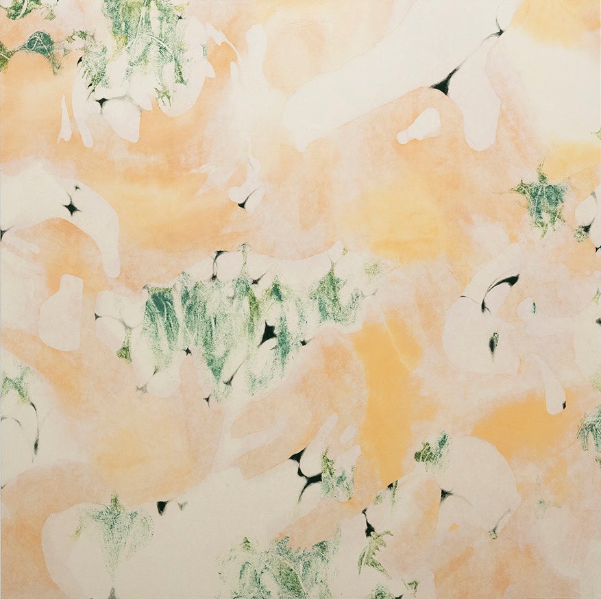 古山結《唄い群れ》2022年／木製パネル、和紙、岩絵具、水干絵具、膠／130.3×130.3㎝