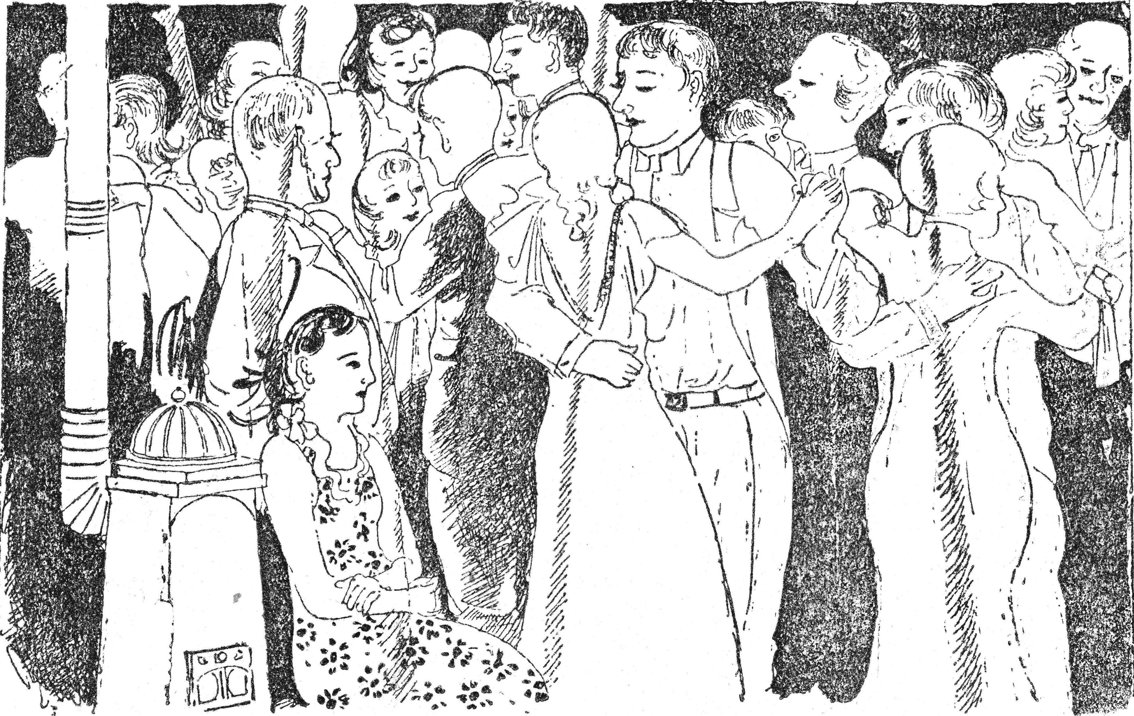 河野通勢・画 大佛次郎「佛蘭西人形」第39回連載挿絵より