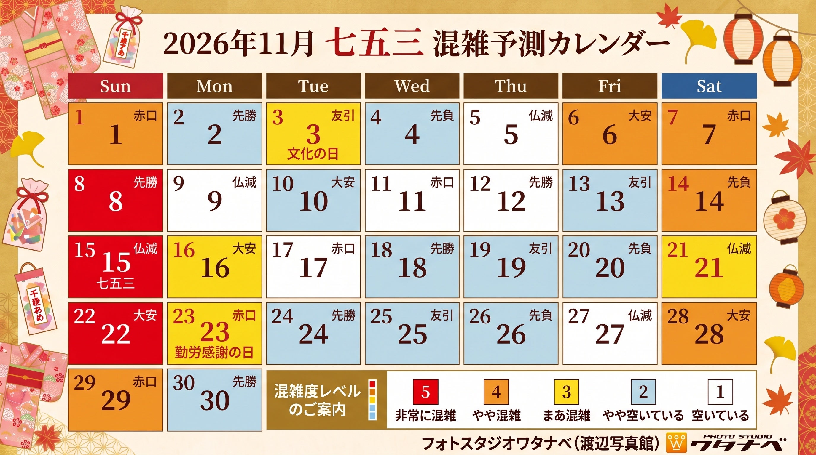 2026年の七五三ピークは11月8日・15日・22日！奈良で創業90余年の渡辺写真館が教える「混雑予測カレンダー」と失敗しない参拝マナー・基本知識
