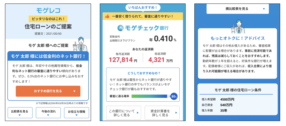 新規借り入れ時の提案画面（イメージ）