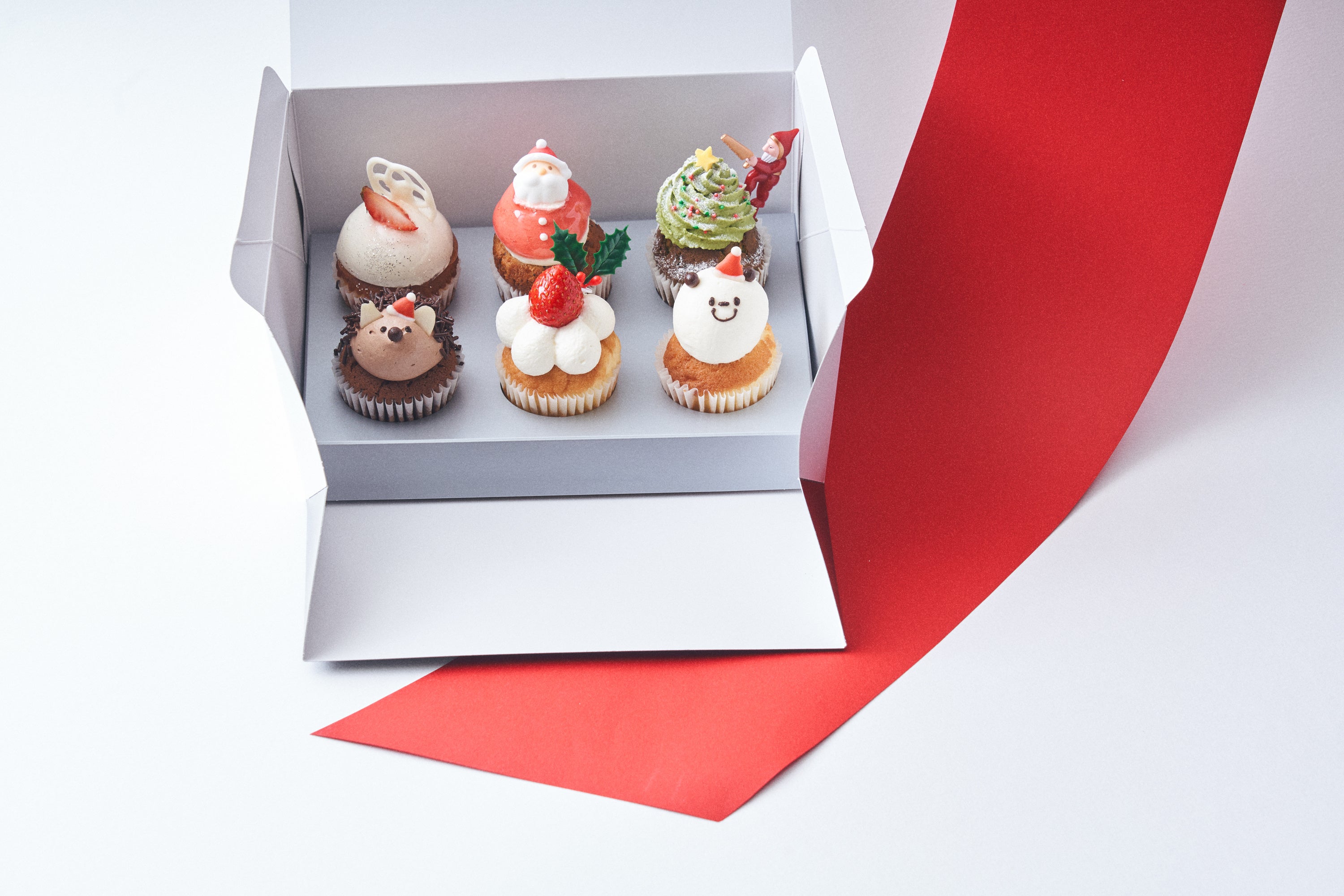 クリスマスフレッシュカップケーキボックス 6個入り
