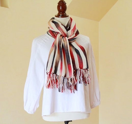 福岡「わの栞」久留米絣のふんわりストール(コットン100%）5,500円