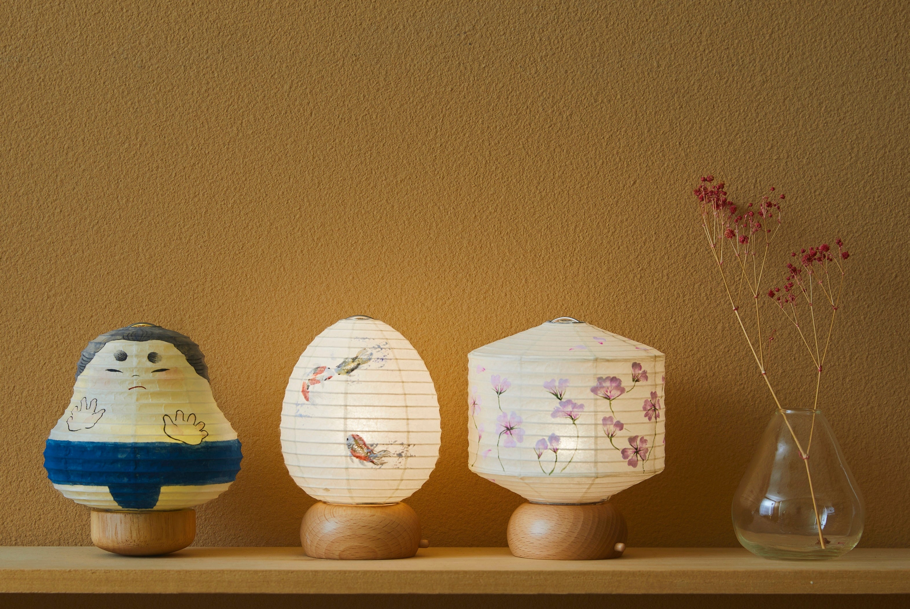 福岡「ちょうちん堂 “ココラン”」 ちょうちんインテリアランプ (お相撲さん、約幅14×高さ14cm ) 4,400円 など