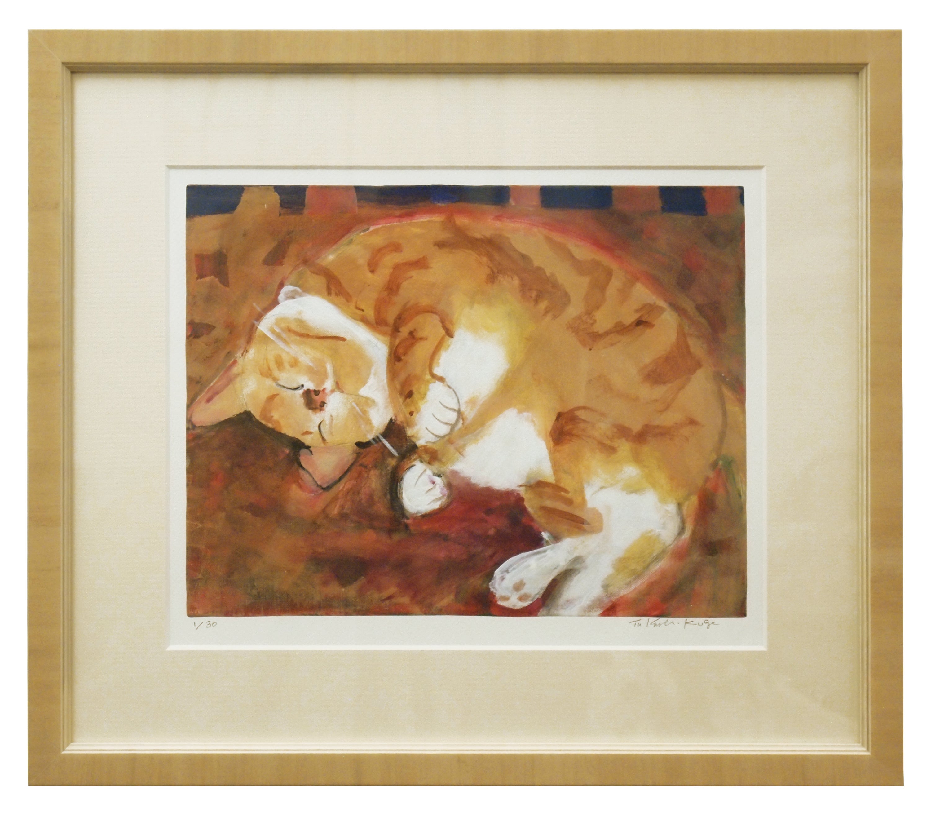 ニューヨークと猫がテーマ 「マンハッタナーズ」久下貴史 眠れるふわふわ（版画）68,200円（税込）