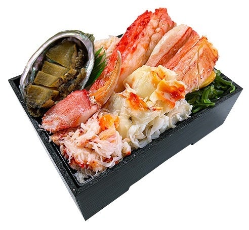 北海道「北海工房」かに４種と蝦夷あわび弁当（1人前）３，５６４円＜実演＞