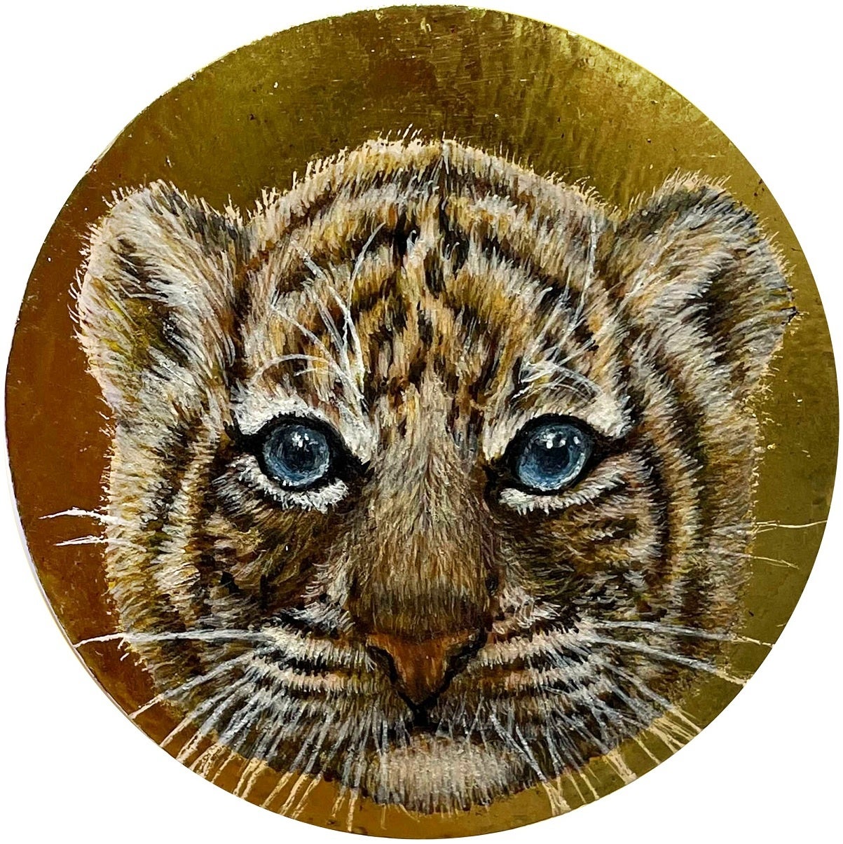 井上雅未花「ふくらとら」 （黄金テンペラ、直径4.6cm） 99,000円(税込)