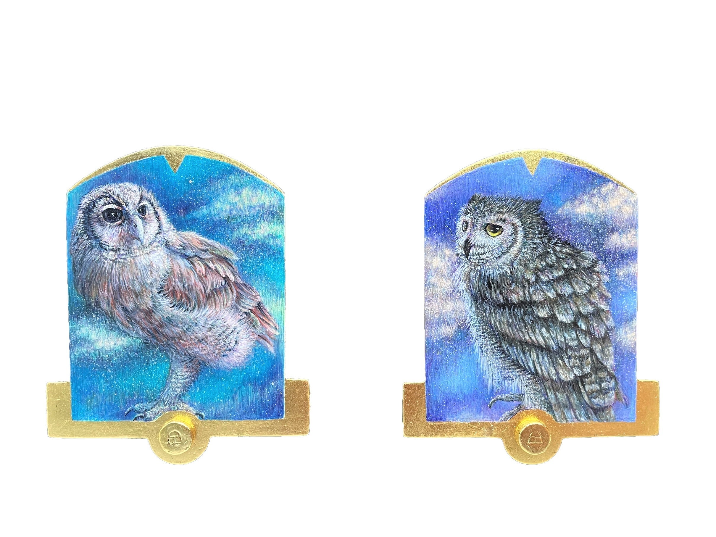 井上雅未花「福籠天秤」 （黄金テンペラ、各7.1×5.8cm ×2点） 220,000円（税込）