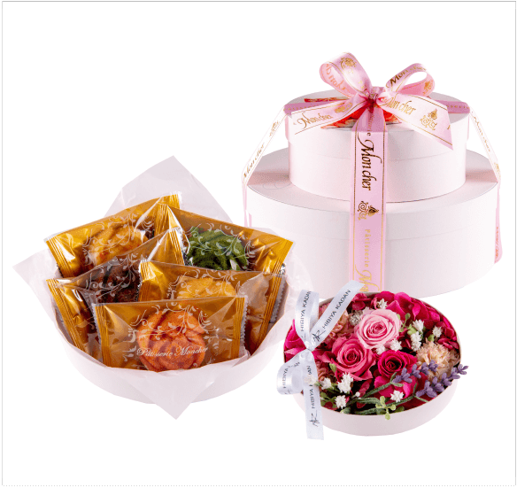 日比谷花壇×Mon cher 母の日プリザーブドフラワーギフト ローズピンク 4,345円 ◎5月3日（火・祝）までオンラインにて承り ※お届けは5月6日（金）～8日（日）予定