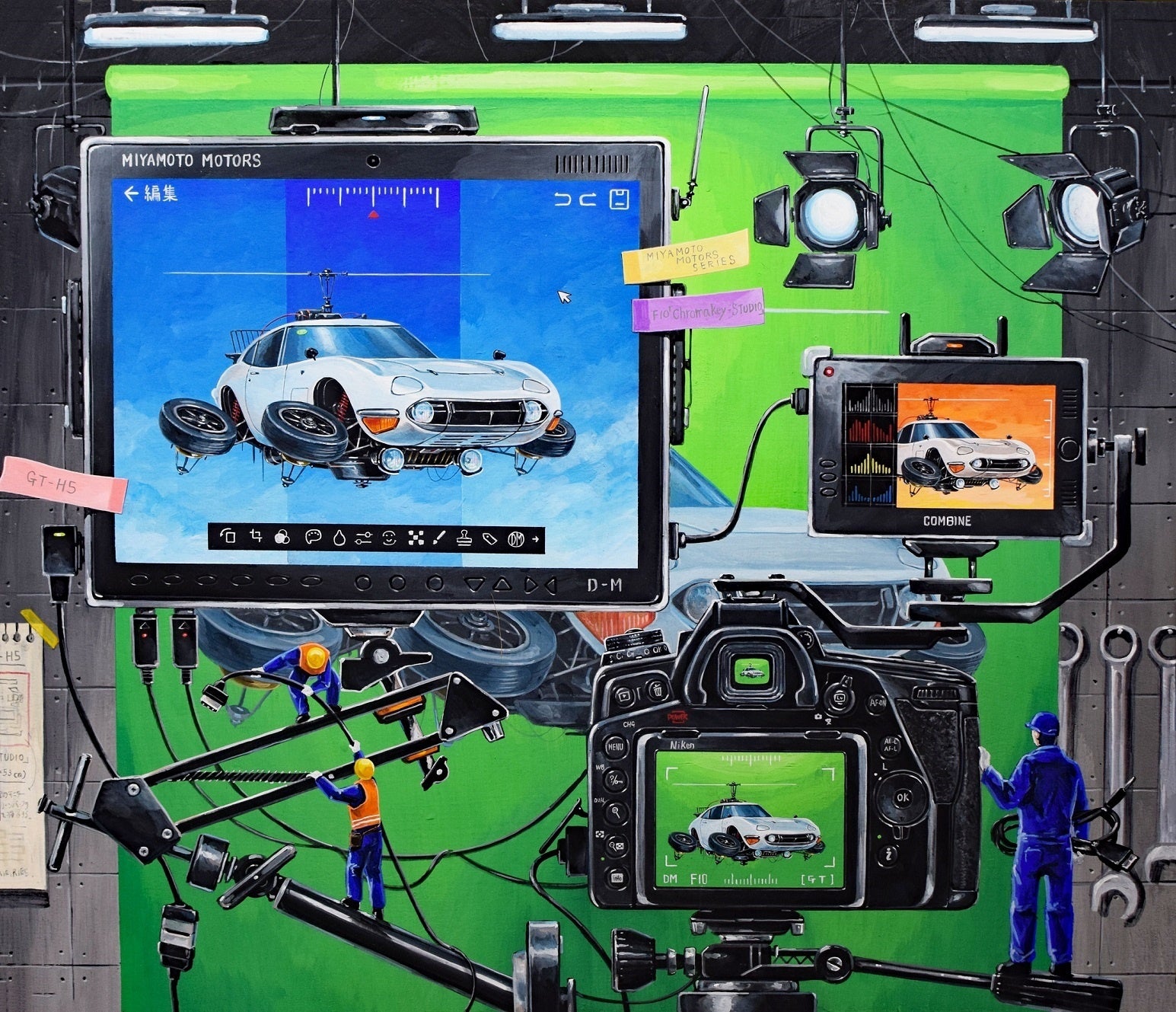 「Chromakey-STUDIO」（木製パネルにアクリルガッシュ、Ｆ10号）　330,000円（税込）