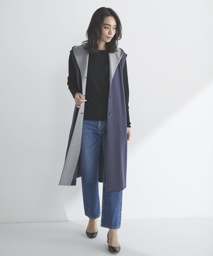 「リフレクト」フーテッドロングジレ 39,600円