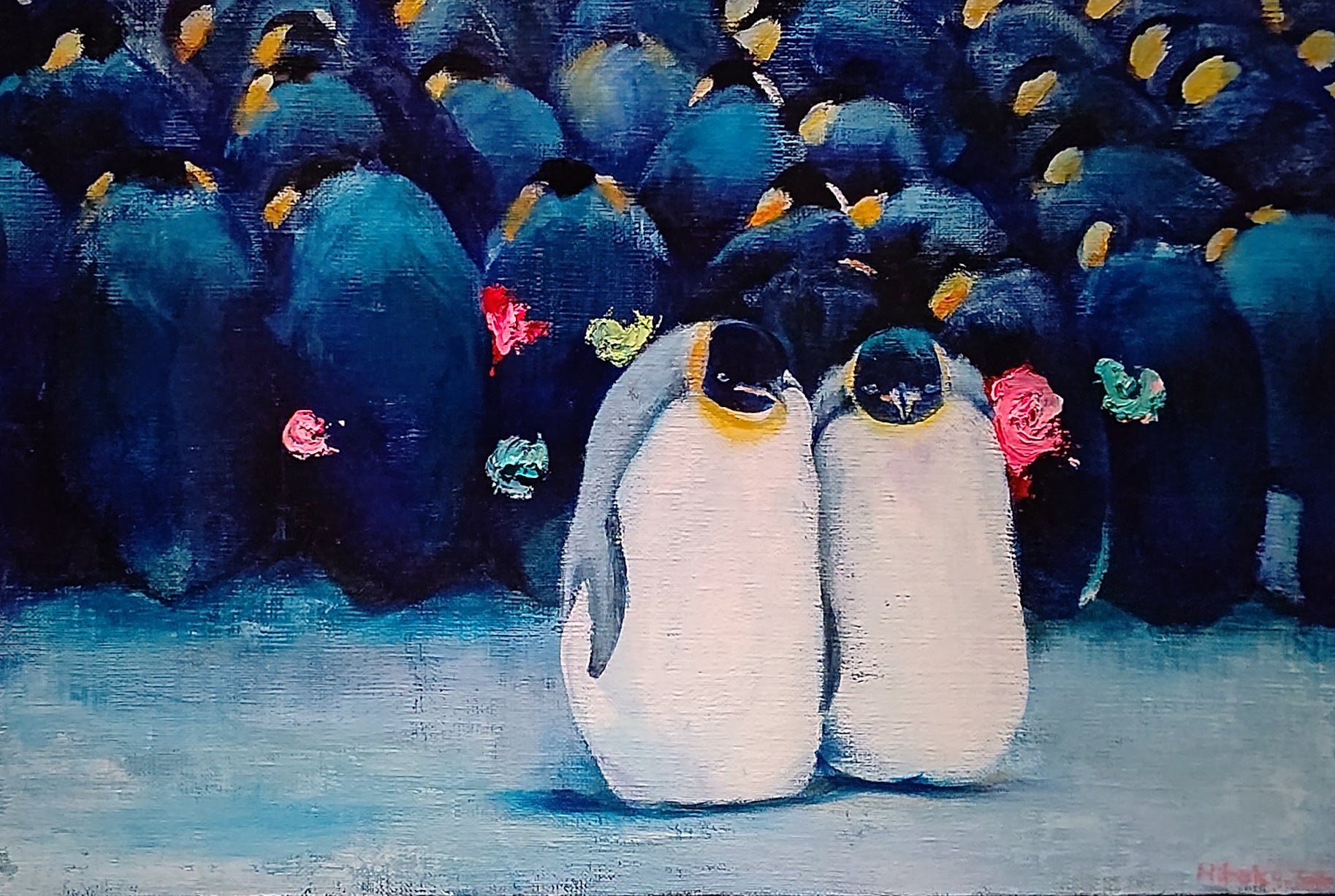 「ひとりじゃない」 （油彩・水性アルキド樹脂絵具・キャンバス、P6号） 132,000円（税込）