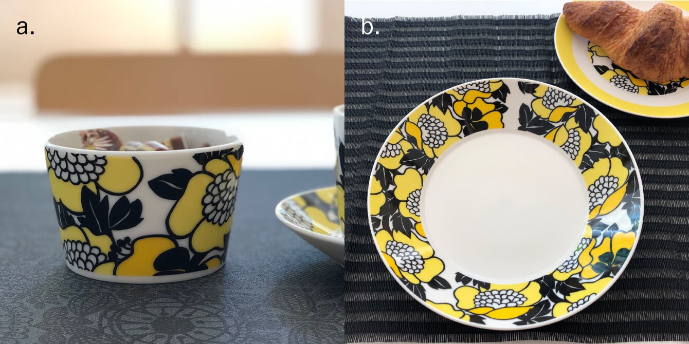 【200周年記念デザインシリーズ】“アンヌッカ” a.ボウル（約8.5cm）990円 b.プレート（約13.5cm）990円