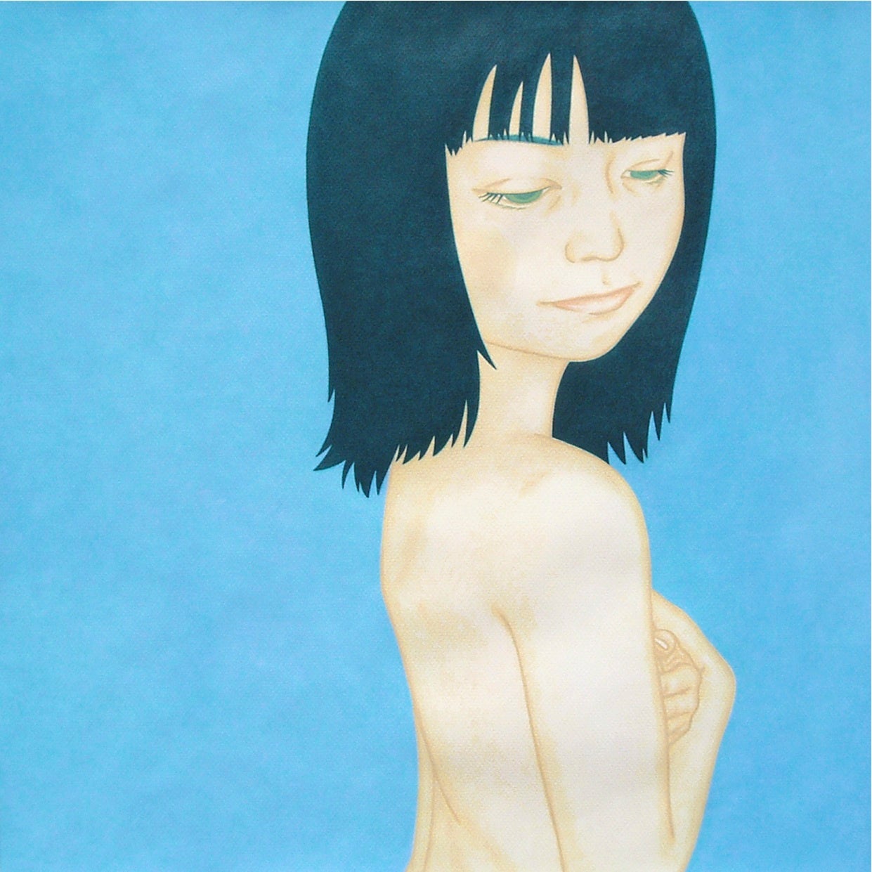 岡本ヨシヒロ「アンジー」 （水彩 ・アクリルガッシュ・ 色鉛筆、48×48㎝、額装付） 55,000円