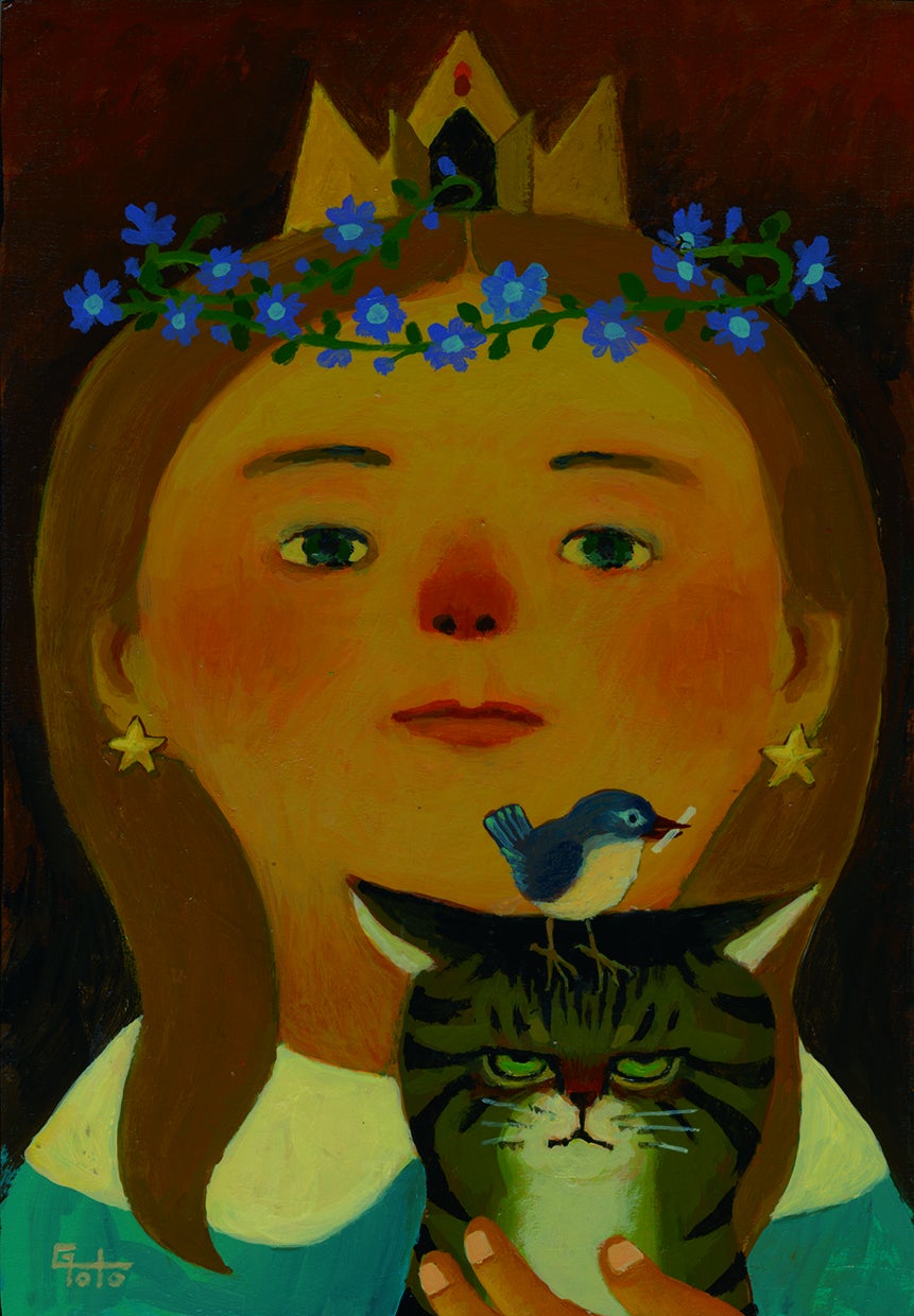 後藤範行「女王と二匹の家来」 （木製パネルにアクリル、SM、額装付） 58,300円