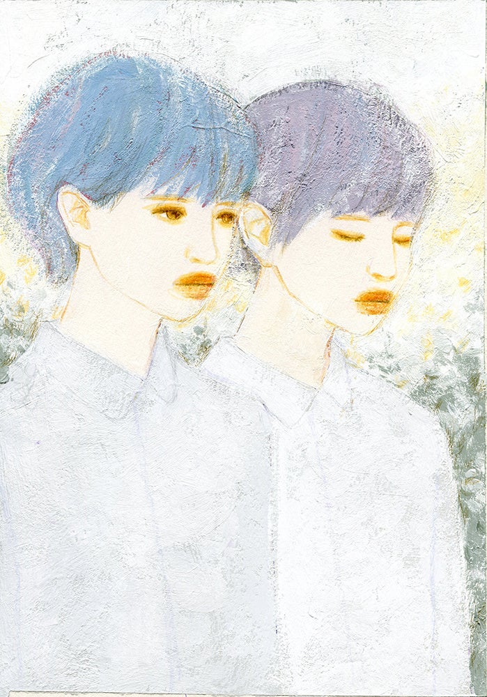 花村信子「半夏生」 （アクリルガッシュ・色鉛筆、20×28.5㎝、額装付） 33,000円