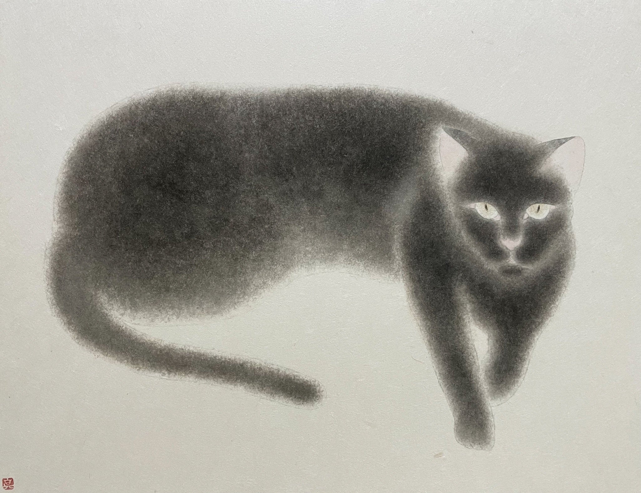 「穏」 （墨・岩絵具・雲肌麻紙・金泥、F6号、額装付） 198,000円