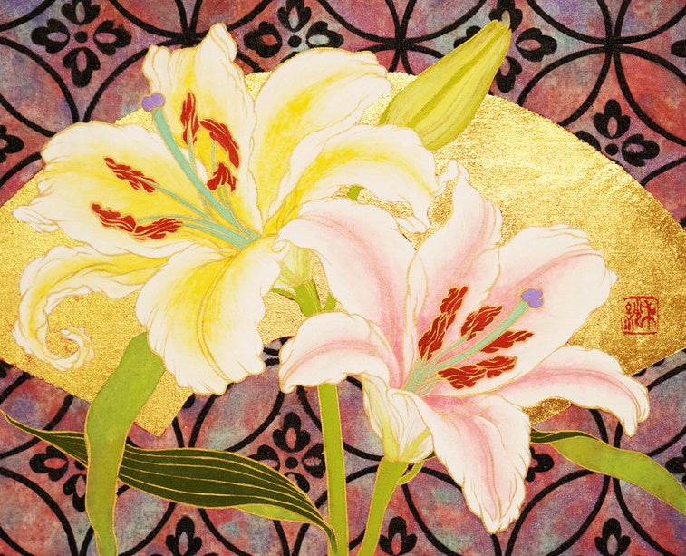 「百合図」 （日本画、F3号） 110,000円