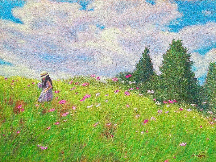 妃香利「花摘みの歌」 （油彩、変形10号） 352,000円