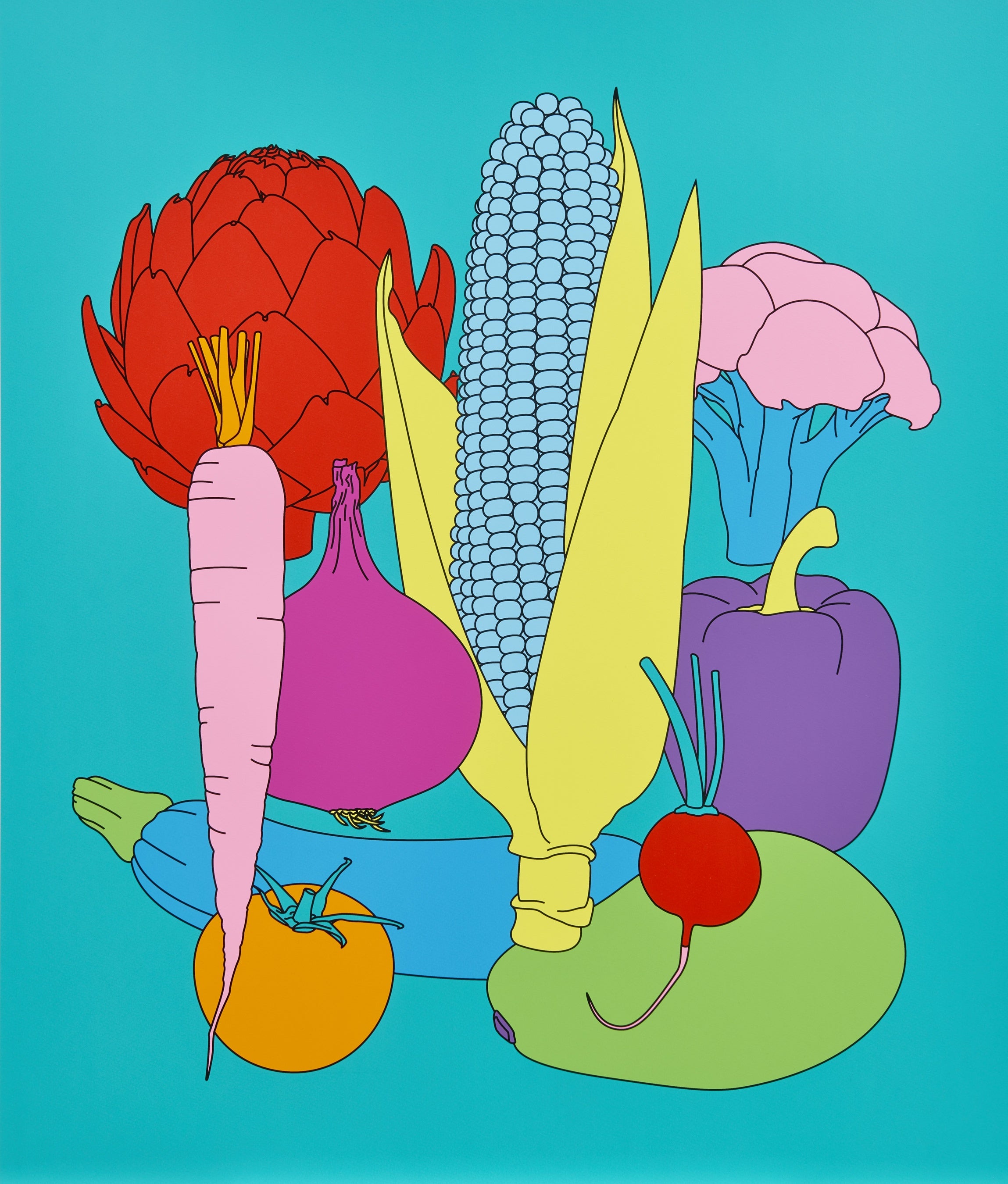 Domesticated NatureVegetables（85×72㎝、2022年シルクスクリーン、紙）　