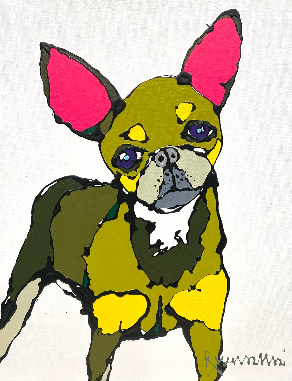 「Chihuahua」 （Enamel & acrylic on canvas、53×41cm （P10号）、 キャンバスのみ）