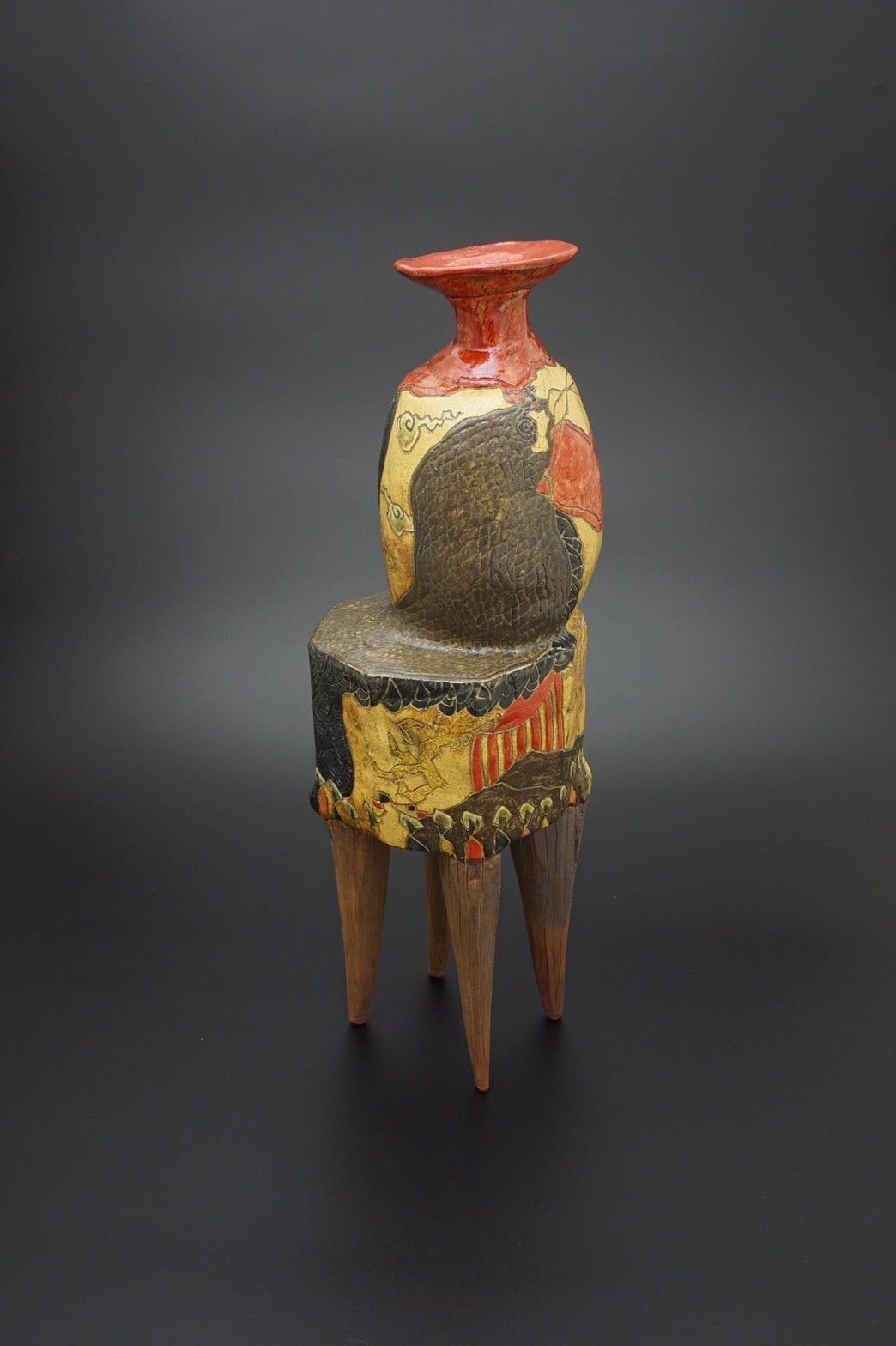 小孫哲太郎　黄色烏紋ぐい呑 KOMAGO Tetsutarou 小孫哲太郎, No.5 Polychrome Guinomi with