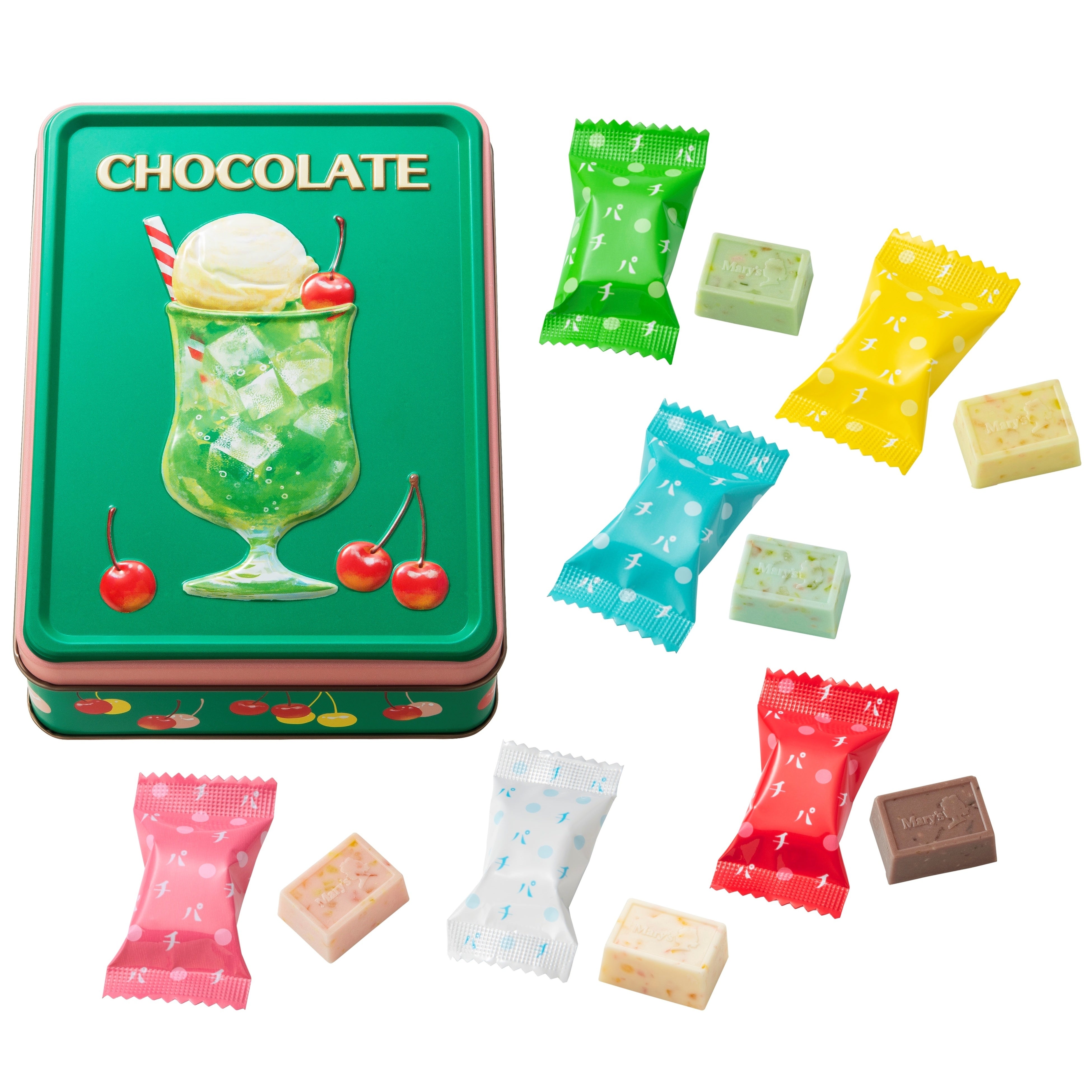 「メリーチョコレート」はじけるキャンディーチョコレート。アソートメント缶（1缶）1,944円