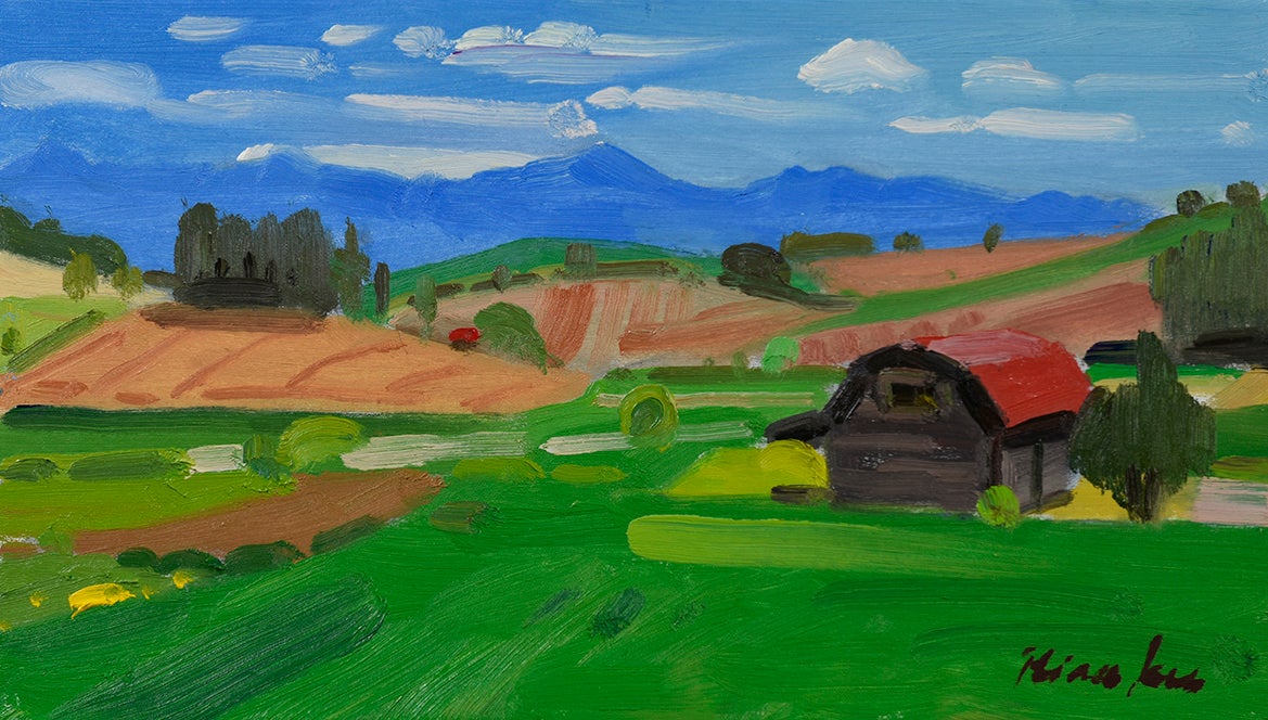 「みどりの富良野 」 (油彩、M4号) 110,000円