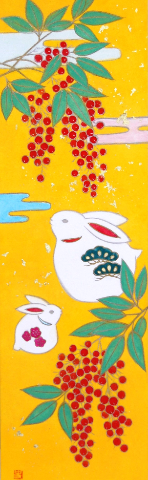 荒瀬史代「二〇二三・癸卯」 （日本画、33,3×10cm、パネルのみ、箱あり ）　 14,300円