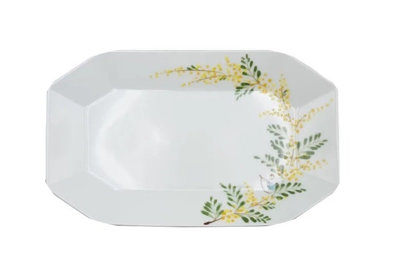 ミモザと小鳥八角長皿・大　8,800円　◎7階 キッチン＆ダイニング
