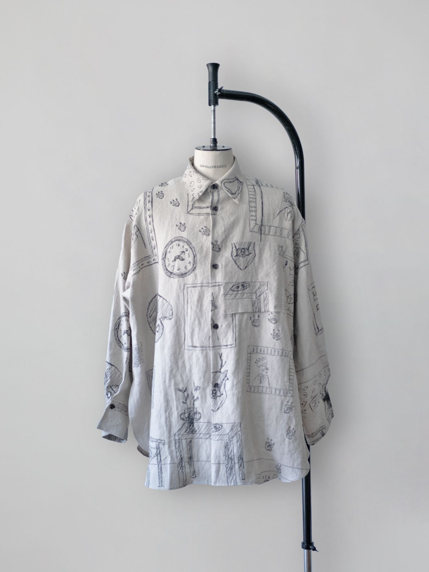 HIS SHIRT ドローイングリネン，カラー：SCRIBBLE，価格：49,500円（税込）
