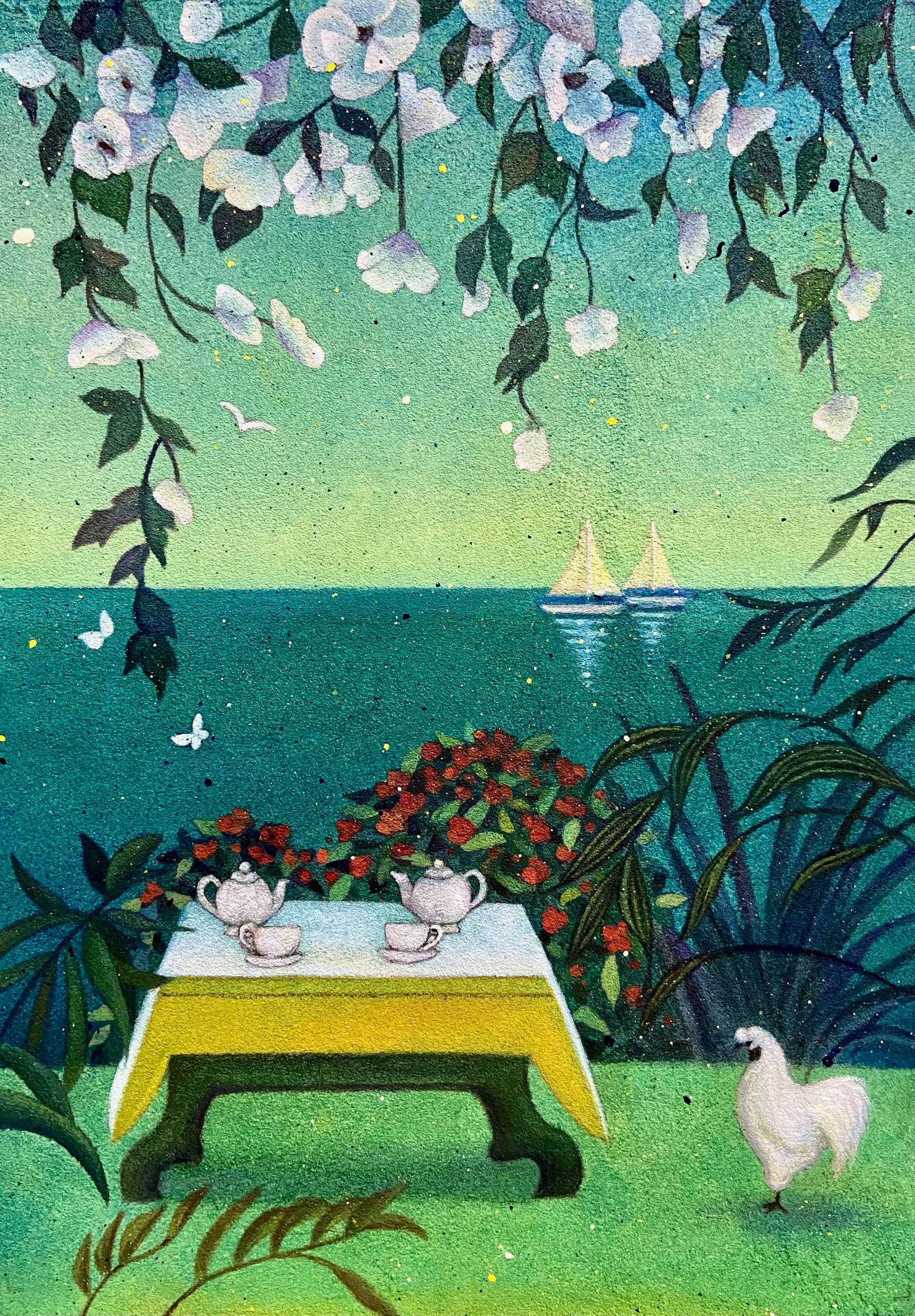 長沼 慧「水平線の彼方」　雲母壁画面　サイズ：縦22.7✕横15.8㎝　価格：71,500円