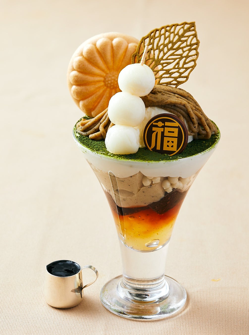 「丸福珈琲店」 ほうじ茶と抹茶のお茶パフェ(ドリンクセット)1,700円