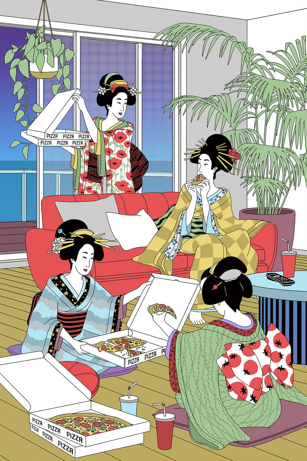 アクリル画　ポップアートな人物画で、浮世絵風。F4サイズ 吉原奈桜 - 🤢🤢🤢 🍫 🍎 . #naoyoshihara #illustration