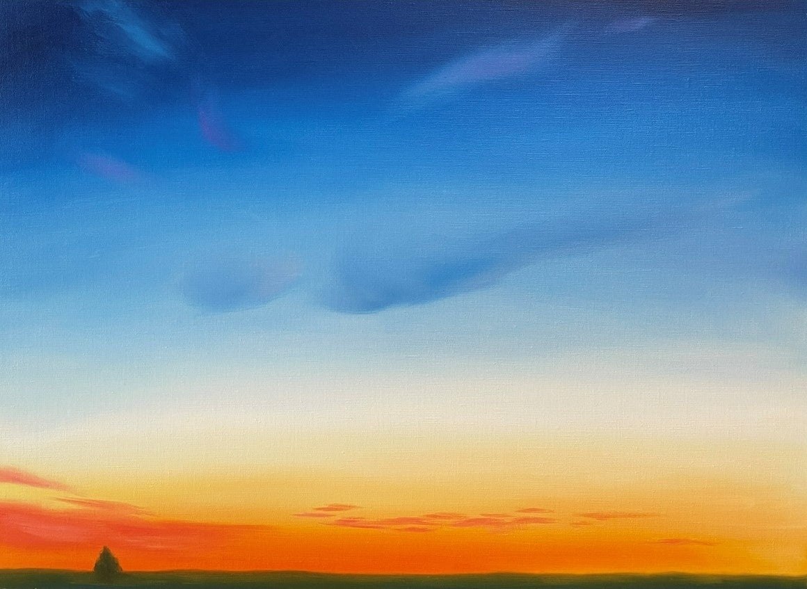 根ノ木あさみ 「薄明の時」 （キャンバ ス ・ 油 彩 、縦 72.7×横 5 3cm）