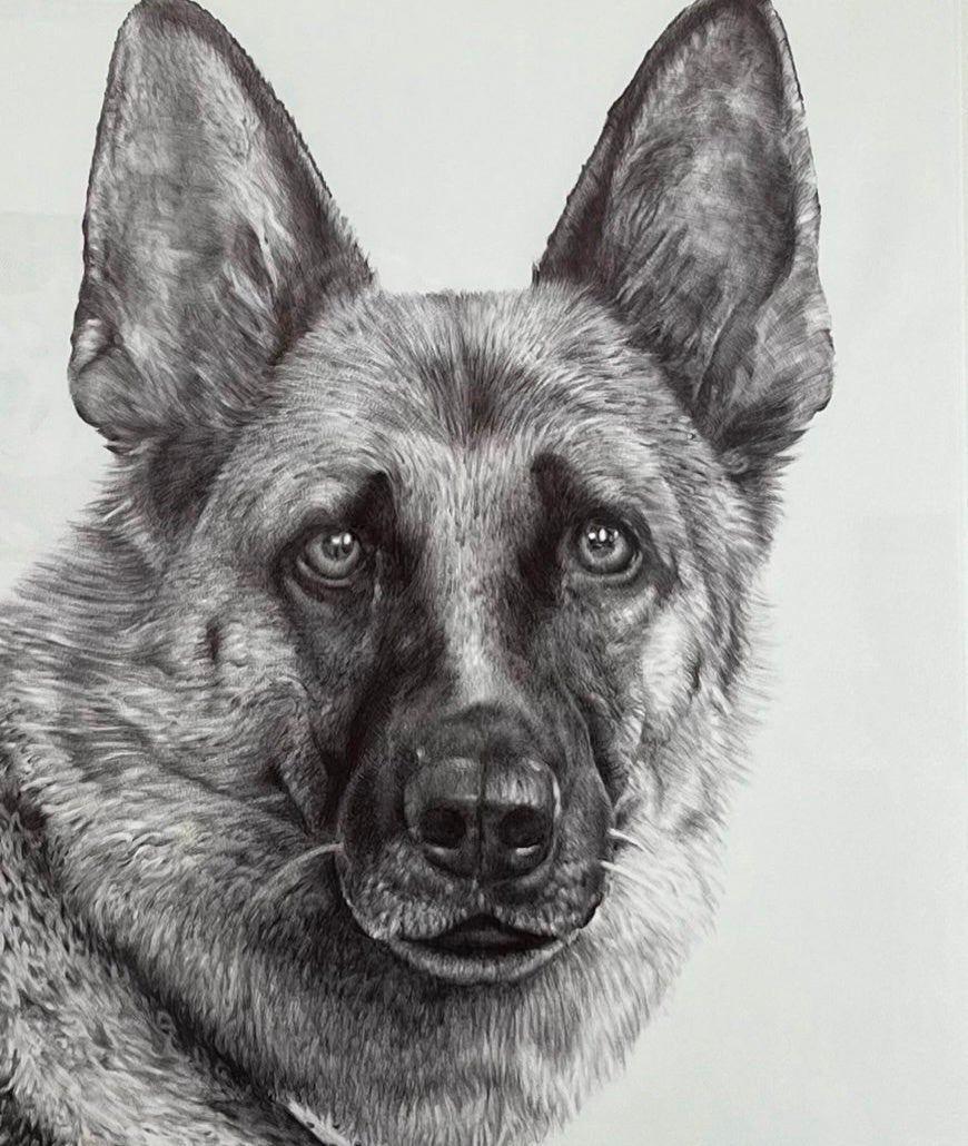 動物絵師 竹馬 「凛」（ボールペン画、縦84×横67cm）275,000円