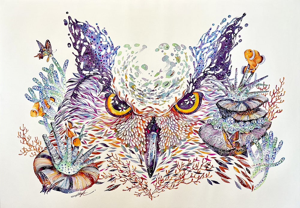 ティーさん専用 タケダヒロキ ミミズク 原画 2022年大阪での個展にて購入 タケダヒロキ展 | 株式会社阪急阪神百貨店のプレスリリース