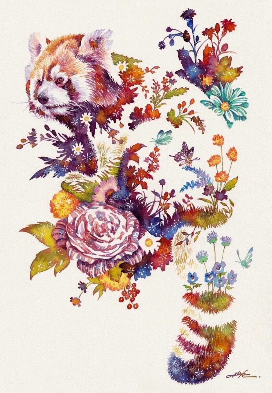 「レッサーパンダ」 紙に水彩 幅36.4×高さ51.5㎝ 275,000円