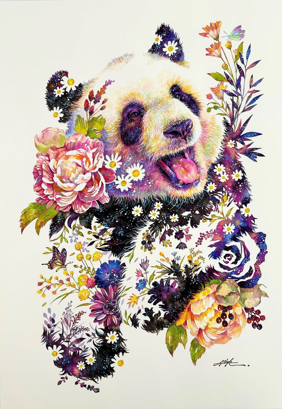 「パンダ」 紙に水彩 幅51.5×72.8㎝ 440,000円