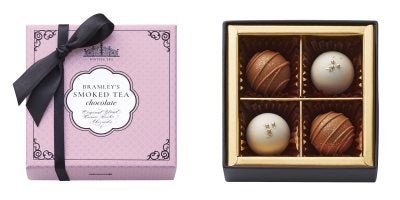 「エス スタイル ティー×モロゾフ」Smoked Tea Truffle〈燻製紅茶のトリュフ〉(4個入り、日本製) 1,080円 ※アルコール使用