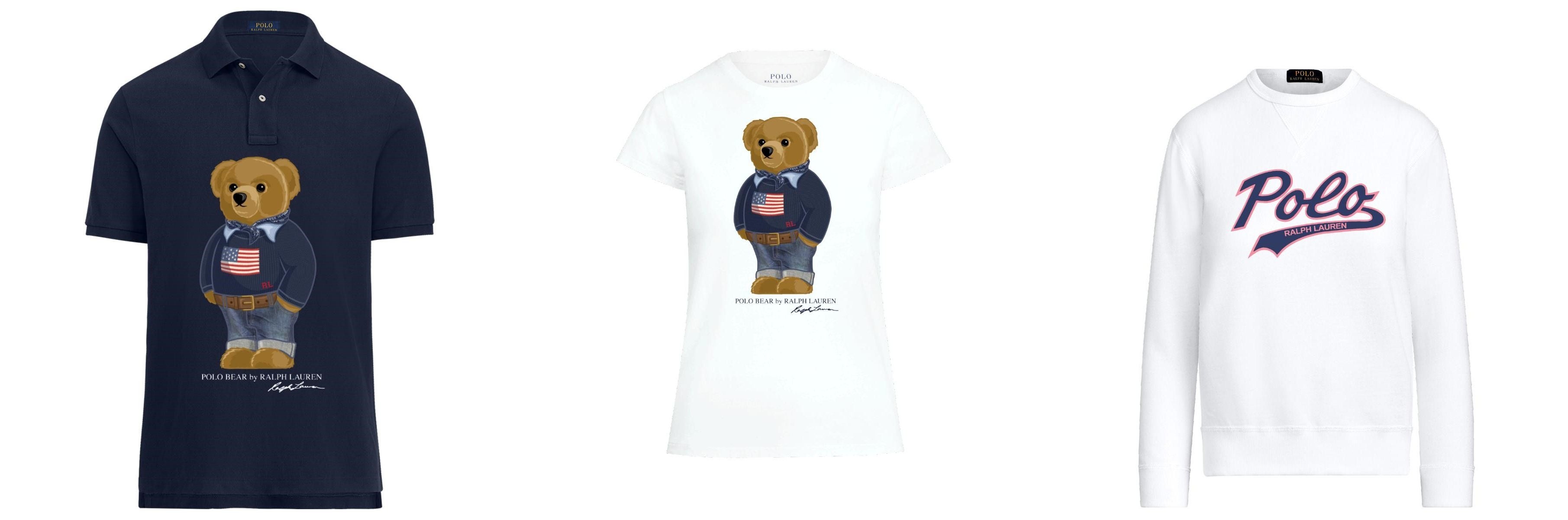 プリント参考（左）ポロシャツ 17,600円、（中央）Tシャツ 9,900円　（右）スウェット 13,090円　プリント6,600円