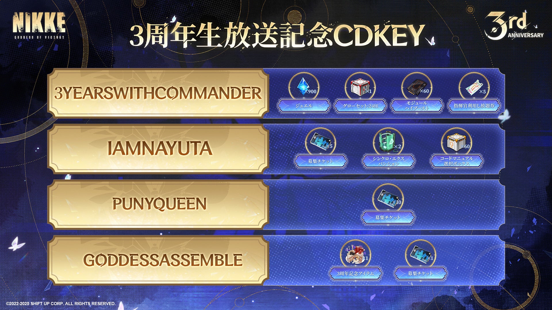 勝利の女神NIKKE3周年生放送来場者特典 勝利の女神NIKKE1周年生放送来場