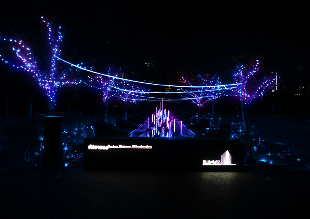 スマート三味線Ⅰ型アート天の川 青」から「カラフルな宇宙」へ。品川シーズンテラス、開業10周年イルミ