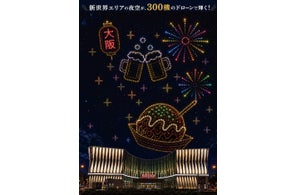 協和産業とマルハン西日本カンパニー、大阪繁華街の夜空で常設都市型広告ドローンショー始動